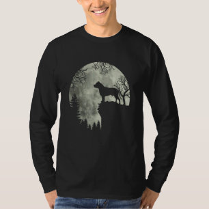 Halloween Dog Pitbull Pitbull Dog Moon Howl In For T-Shirt
