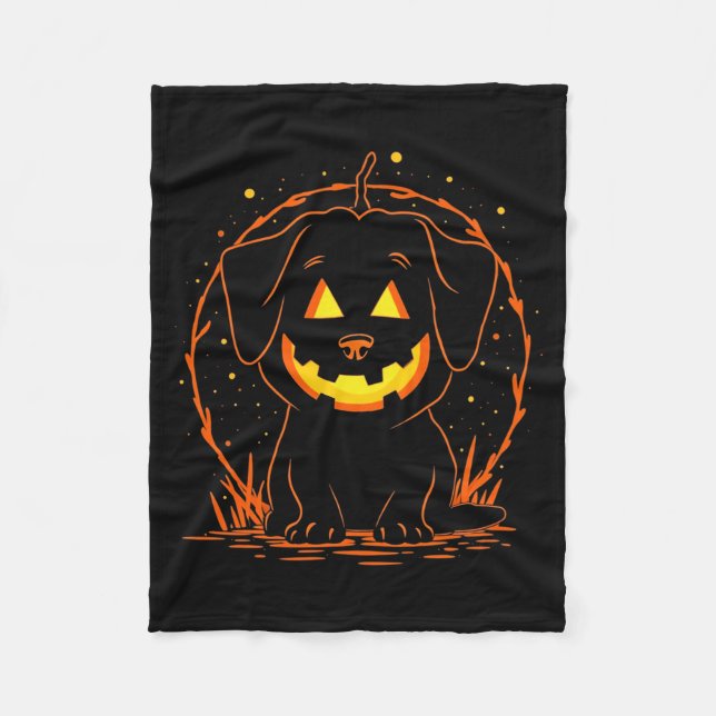 Halloween Dog Pumpkin Long Sleeve Fleece Blanket (Front)