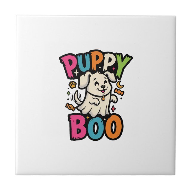 Halloween Dog Puppy Boo Tile (Front)