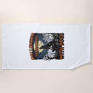 Halloween Dog Shirt Vintage Graveyard Pup Beach Towel