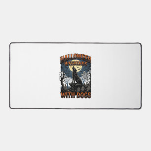 Halloween Dog Shirt Vintage Graveyard Pup Desk Mat