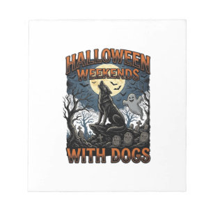 Halloween Dog Shirt Vintage Graveyard Pup Notepad