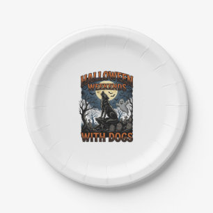 Halloween Dog Shirt Vintage Graveyard Pup Paper Plate