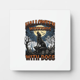 Halloween Dog Shirt Vintage Graveyard Pup Plaque