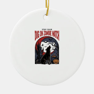 Halloween Dog Shirt Zombie Patrol Design_1 Ceramic Tree Decoration