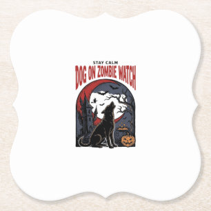 Halloween Dog Shirt Zombie Patrol Design_1 Paper Coaster