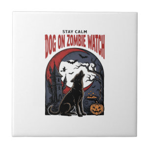 Halloween Dog Shirt Zombie Patrol Design_1 Tile