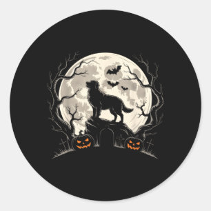 Halloween Dog Silhouette Canine Lovers Spooky Classic Round Sticker