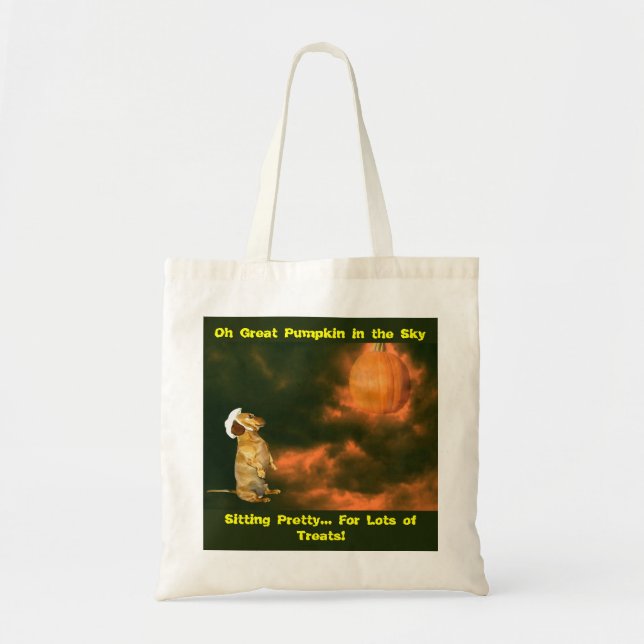 Halloween Dog Sitting Pretty For Lots of Treats Tote Bag (Front)