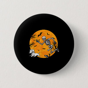 Halloween Dog Skeleton Chasing Dog Halloween Dachs 6 Cm Round Badge