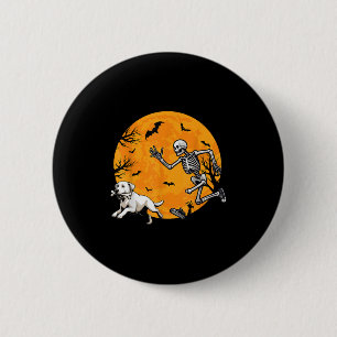 Halloween Dog Skeleton Chasing Dog Halloween Labra 6 Cm Round Badge