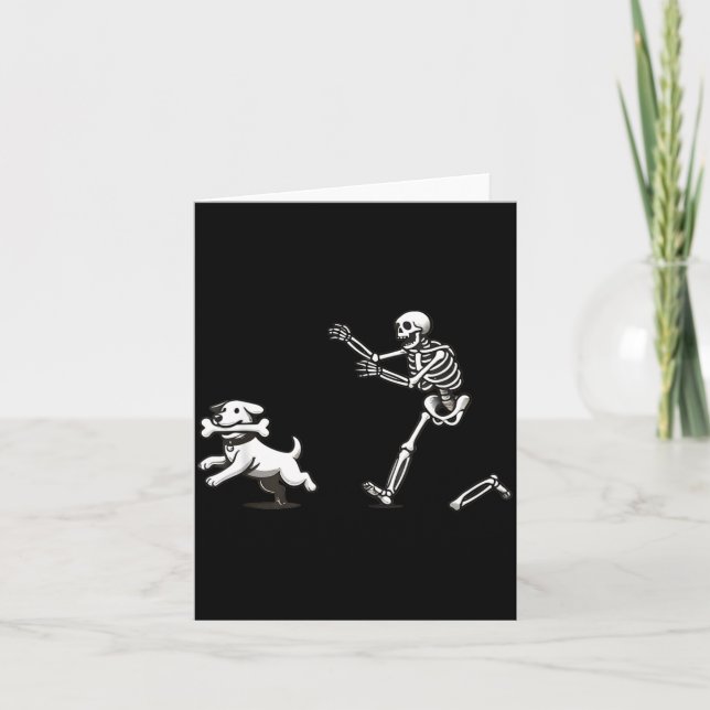 Halloween Dog Skeleton Halloween Skeleton Spooky Card (Front)
