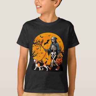 Halloween Dog Skeleton Leads Dog Halloween Beagle T-Shirt