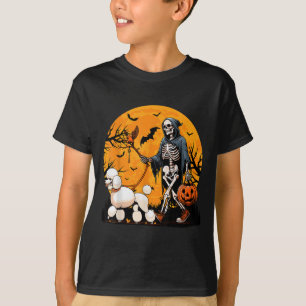 Halloween Dog Skeleton Leads Dog Halloween Poodle T-Shirt