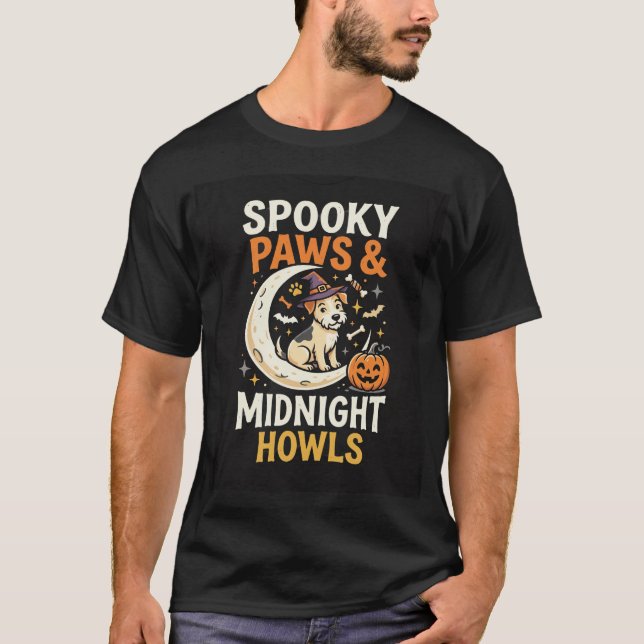 Halloween Dog Spooky Paws T-Shirt (Front)