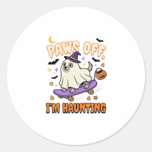 Halloween Dog Spooky Skate Ride Classic Round Sticker