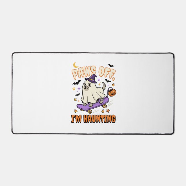 Halloween Dog Spooky Skate Ride Desk Mat (Front)