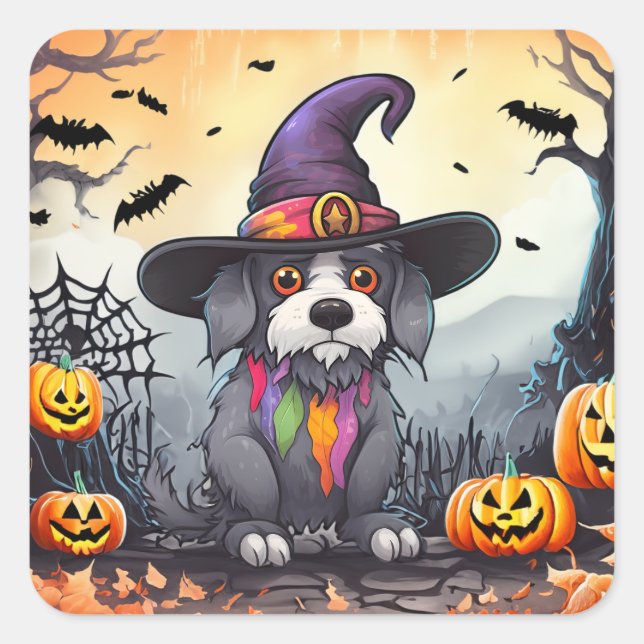 Halloween Dog Square Sticker (Front)