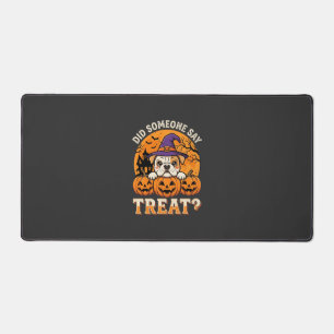 Halloween Dog Treat Bulldog Pumpkin Design Desk Mat