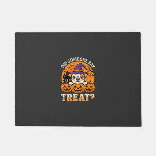 Halloween Dog Treat Bulldog Pumpkin Design Doormat
