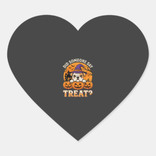 Halloween Dog Treat Bulldog Pumpkin Design Heart Sticker