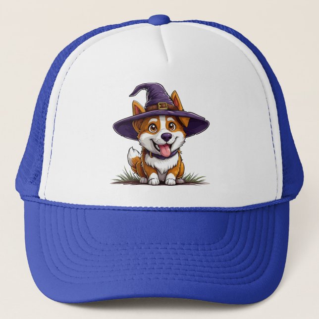Halloween Dog Wearing a Witch Hat (Front)
