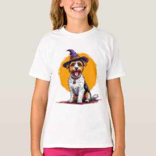 Halloween Dog Wearing a Witch Hat T-Shirt