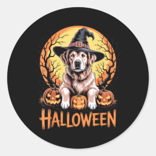 Halloween Dog Witch Design For Pet Lovers And Classic Round Sticker