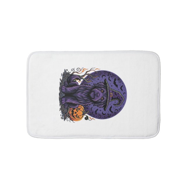 Halloween Dog Witch Pumpkin Vector Art Bath Mat (Front)