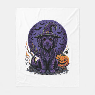 Halloween Dog Witch Pumpkin Vector Art Fleece Blanket