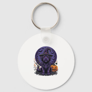 Halloween Dog Witch Pumpkin Vector Art Key Ring