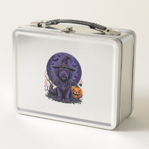 Halloween Dog Witch Pumpkin Vector Art Metal Lunch Box
