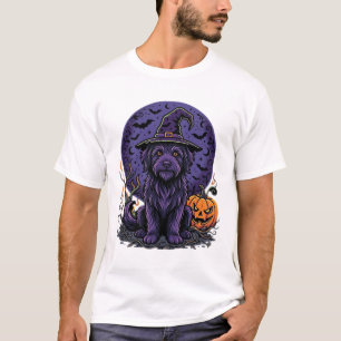 Halloween Dog Witch Pumpkin Vector Art T-Shirt