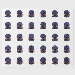 Halloween Dog Witch Pumpkin Vector Art Wrapping Paper