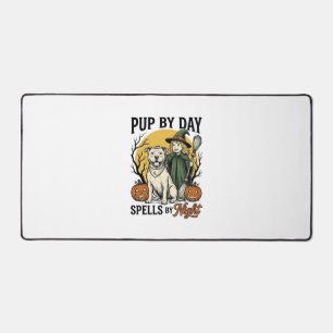 Halloween Dog Witch Shirt Vintage Engraving Pet Te Desk Mat