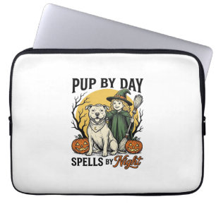 Halloween Dog Witch Shirt Vintage Engraving Pet Te Laptop Sleeve