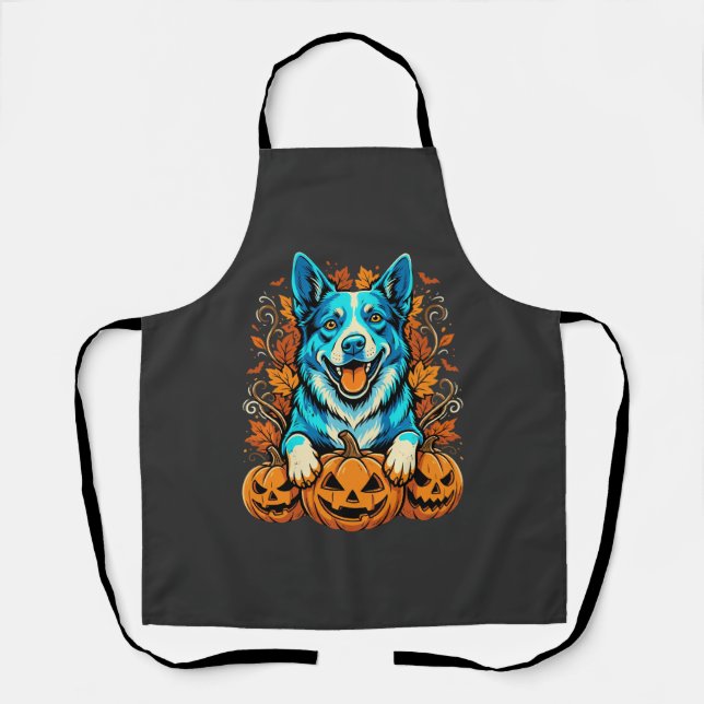 Halloween Dog With Jack O Lantern Pumpkins_1 Apron (Front)