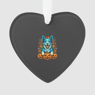 Halloween Dog With Jack O Lantern Pumpkins_1 Ornament