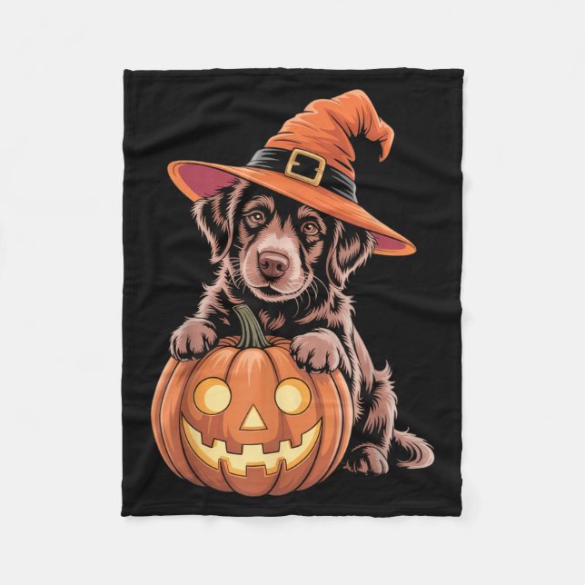 Halloween Dog With Pumpkin Lovers Funny Costume Fleece Blanket (Front)