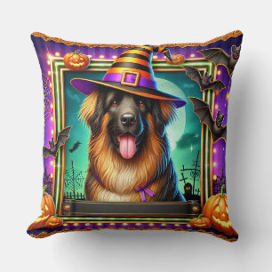 Halloween Dog With Witch Hat Cushion
