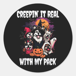 Halloween Dogs Classic Round Sticker