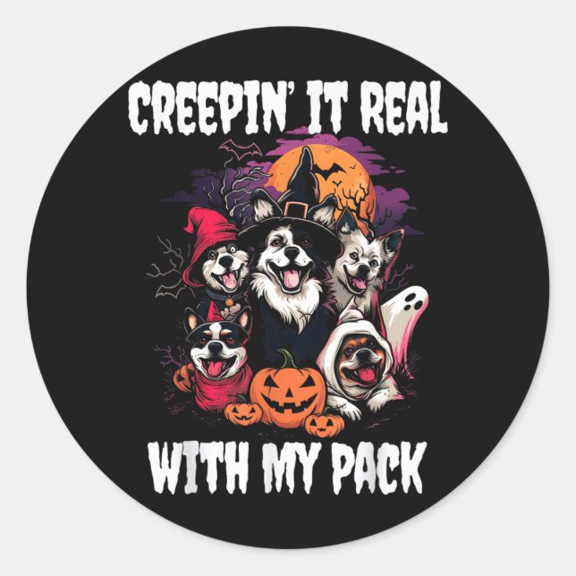 Halloween Dogs Classic Round Sticker (Front)