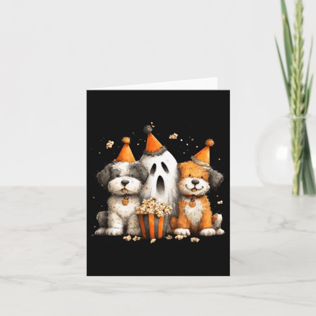 Halloween Dogs Popcorn Party Card (Front)