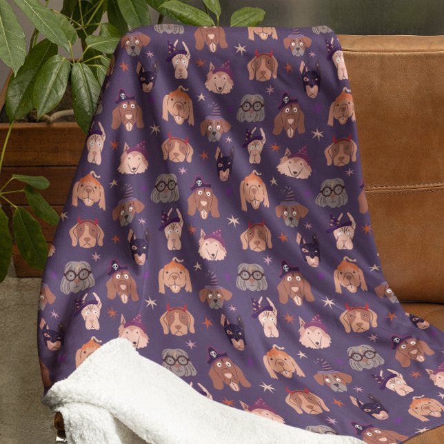 Halloween Dogs Purple Sherpa Blanket (Creator Uploaded)