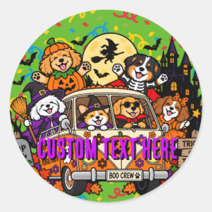 Halloween Dogs Retro Van Custom Classic Round Sticker