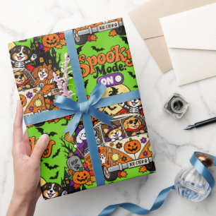 Halloween Dogs Retro Van Cute Spooky Large Wrapping Paper