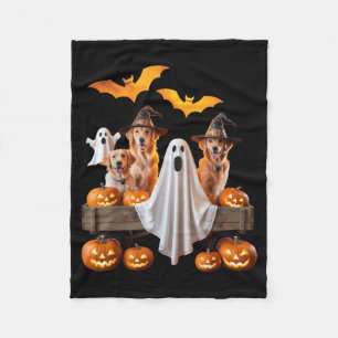 Halloween Dogs With Pumpkins And Bats For Pet Fleece Blanket