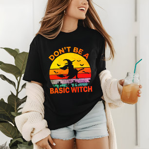 Halloween Don't Be a Basic Witch Funny Retro Tri-Blend Shirt