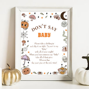 Halloween "Don't Say Baby" Baby Shower Game  Poster
