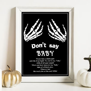 Halloween "Don't Say Baby" Baby Shower Game Poster
